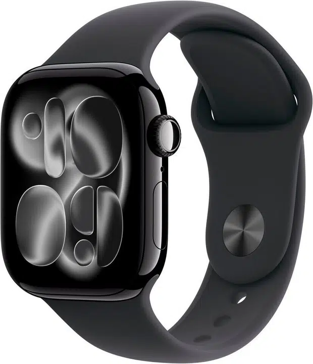 Apple Watch (2025) GPS + Cellular 42 mm - Aluminium Noir de jais - Bracelet sport Noir – photo 1 sur 3