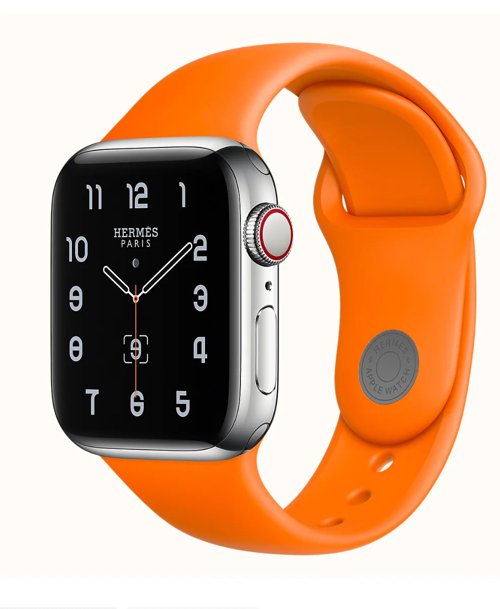 Apple Watch Série 9 Hermès 41mm (GPS + Cellular) bracelet silicone Orange Hermès